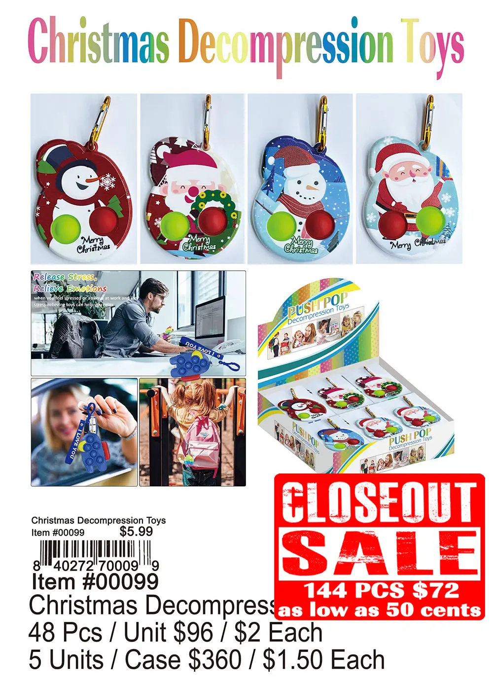 Christmas Decompression Toys Closeout